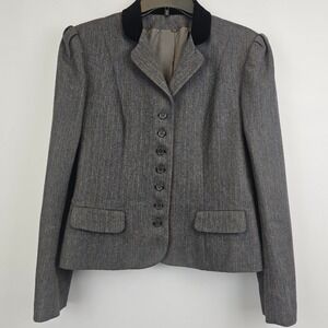 Peabody House Blazer Jacket Womens 11/12 Herringbone Wool Blend Academia Preppy